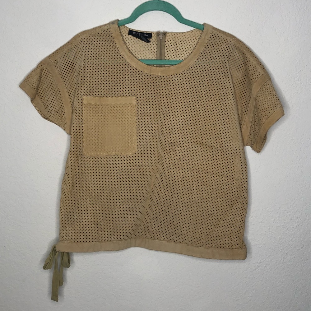 Etcetera Glee Suede/Leather Shirt Top Camel